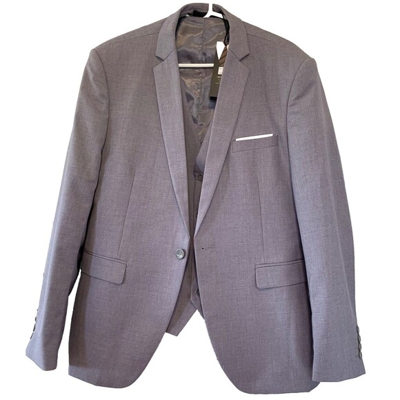 Yffushi Dressy Sportscoat Blazer With Matching Vest Large Gray Vented New w/Tags - Picture 1 of 11